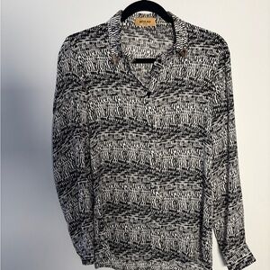 Vintage Beulah Button-up Blouse w/ Gold Metal Accents